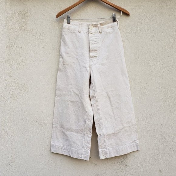 Jesse Kamm Wide Leg Crop Sailor Pants Salt White - Picture 5 of 12